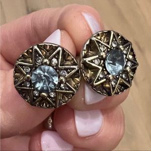 House of Harlow 1960 Gold-Tone Starburst Earrings with Vintage Crystal Stones